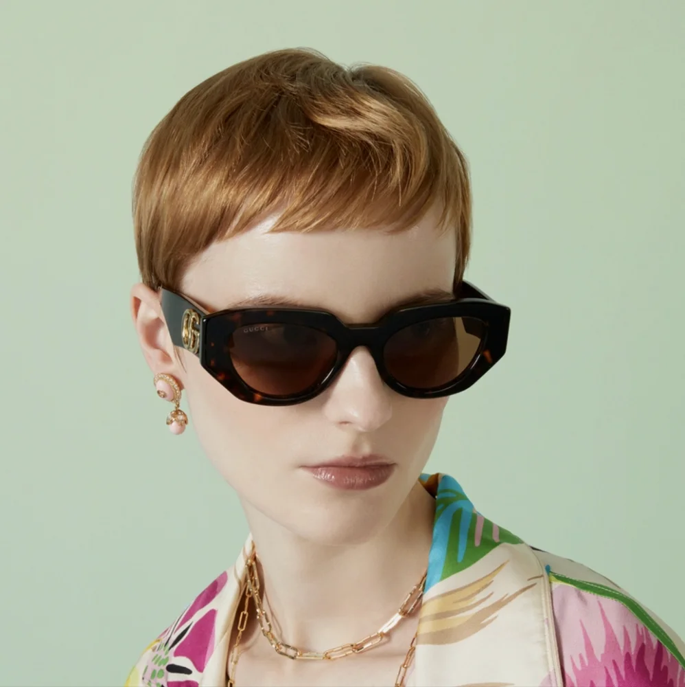 NEW GUCCI SUNGLASSES GG1421S 002 HAVANA WOMEN EYEWEAR